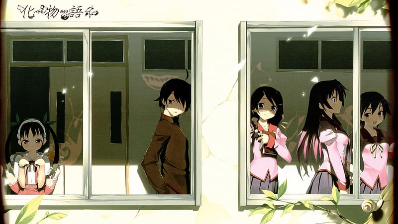 Anime, Black Hair, Short Hair, Monogatari (Series), Hitagi Senjōgahara, Mayoi Hachikuji, Suruga Kanbaru, Tsubasa Hanekawa, Koyomi Araragi, HD wallpaper