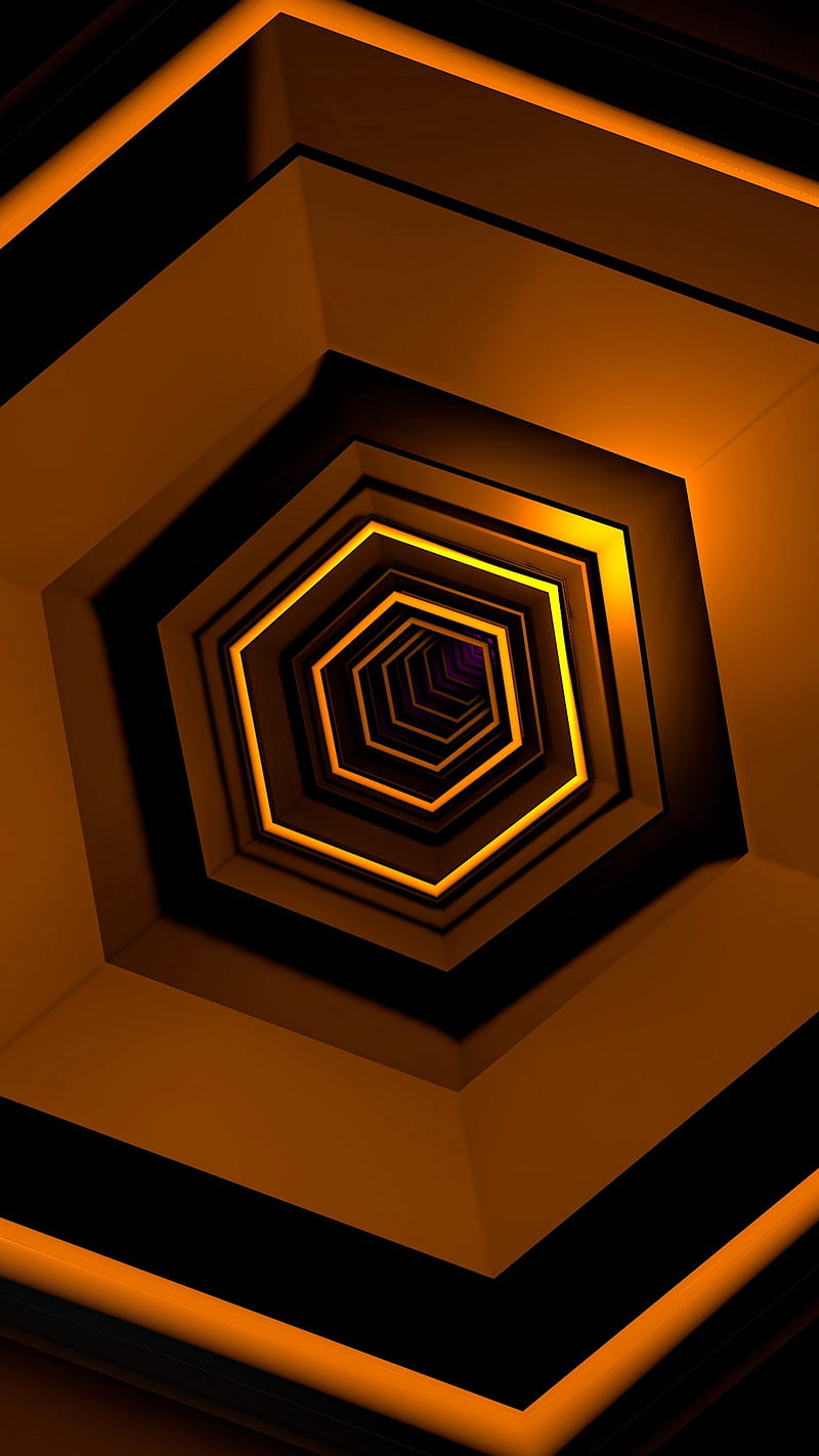 Perspective Tunnel , geometric, hexagonal, depth, HD phone wallpaper