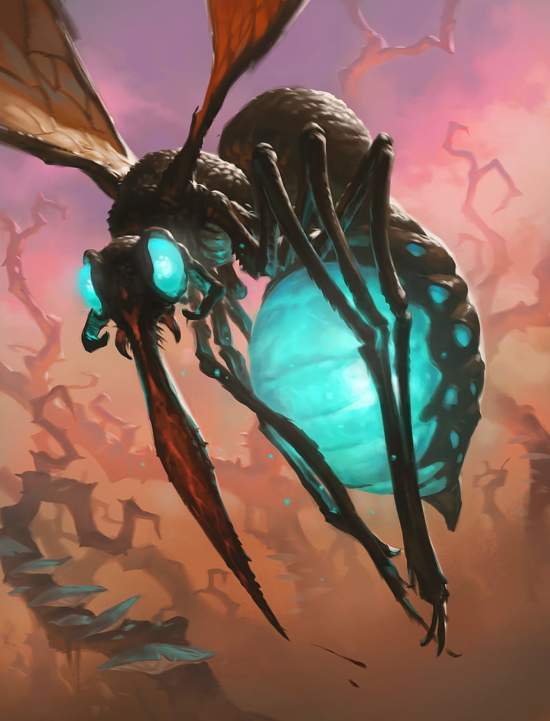 Slawomir Maniak, insect, bug, Fly, desert, cyan, artwork, HD phone wallpaper