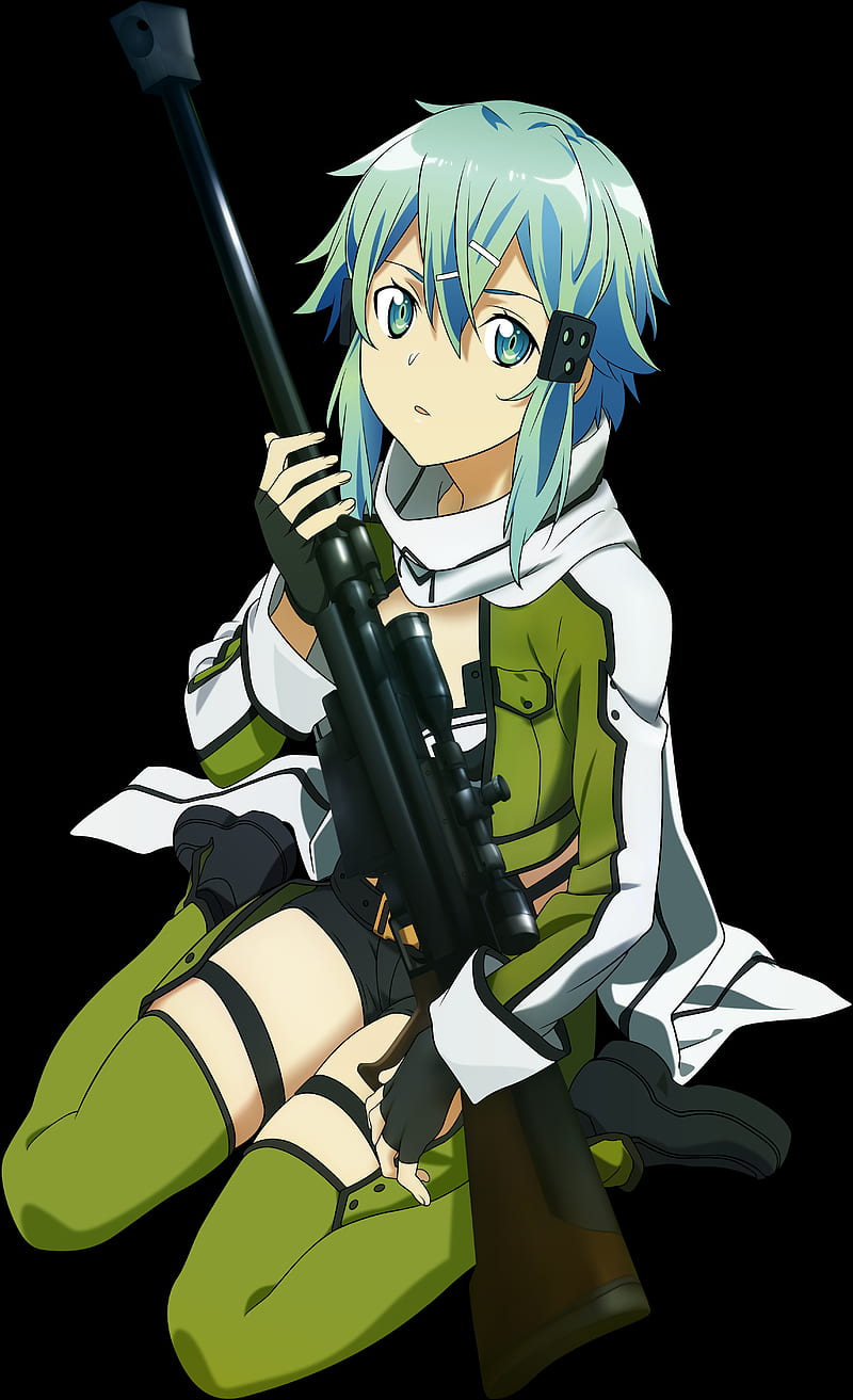 Sinon Amoled, amoled, amoled , anime, anime girl, gun girl, sinon, sniper, sniper girl, sword art online, HD phone wallpaper