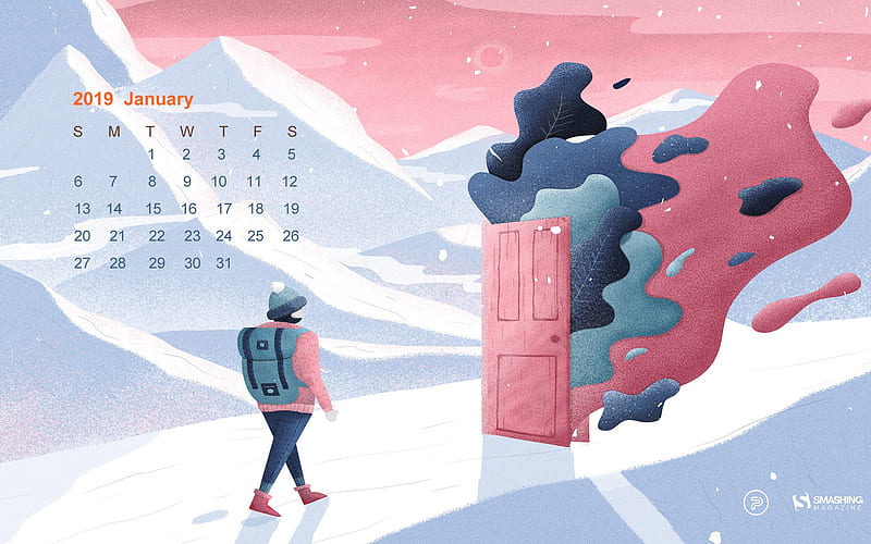 Open the Doors of Year 2019 January 2019 Calendars, HD wallpaper