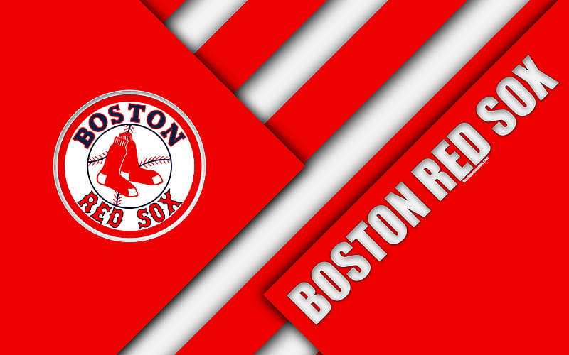 Boston Red Sox, MLB red abstraction, logo, material design, baseball, Boston, Massachusetts, USA, Major League Baseball, HD wallpaper