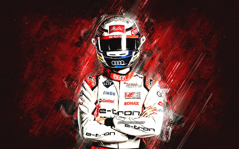 Rene Rast, Formula E, Abt Sportsline, Audi Sport ABT Schaeffler, German racing driver, red stone background, HD wallpaper