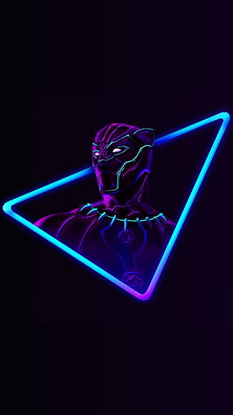 Avengers Black Panther Neon Black Background Neon, HD wallpaper | Peakpx