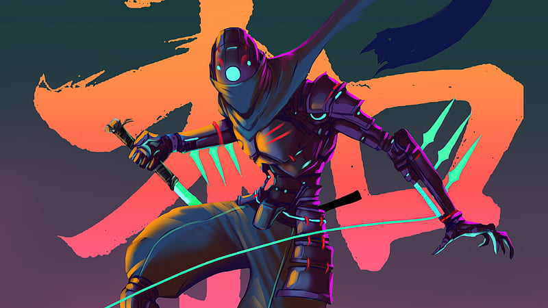 Cyber Ninja Variant Retro, artist, artwork, artstation, HD wallpaper