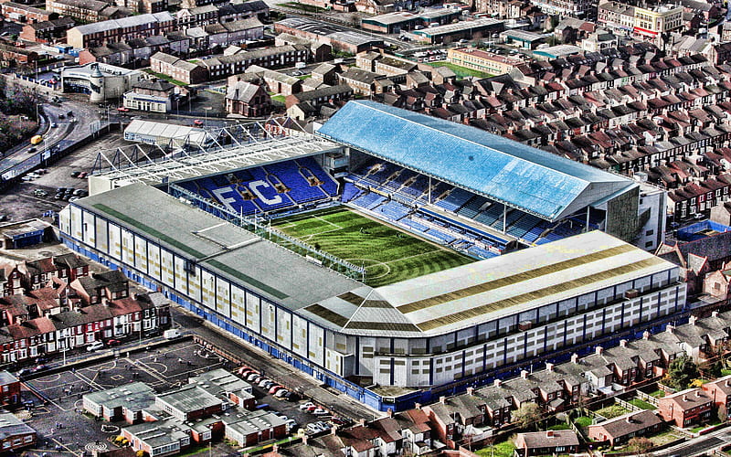 Goodison Park, aerial view, Everton stadium, english stadiums, Everton FC, football stadium, Liverpool, England, United Kingdom, HD wallpaper