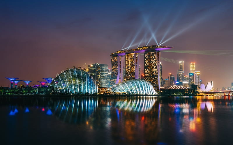Marina Bay Sands, Night, Singapore, City Lights, HD wallpaper