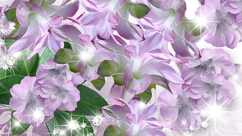 Lavender All the Way, lilac, stars, shine, spring, lavender, sparkle, bright, summer, flowers, lily, HD wallpaper