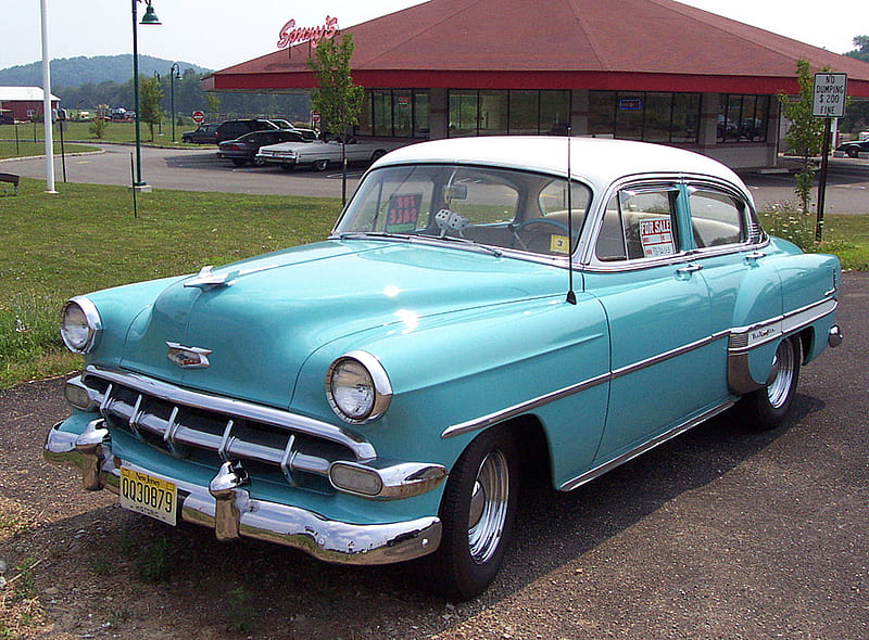 1953 Chevy Bel Air 1, chevy, 1953, blue, bel air, HD wallpaper