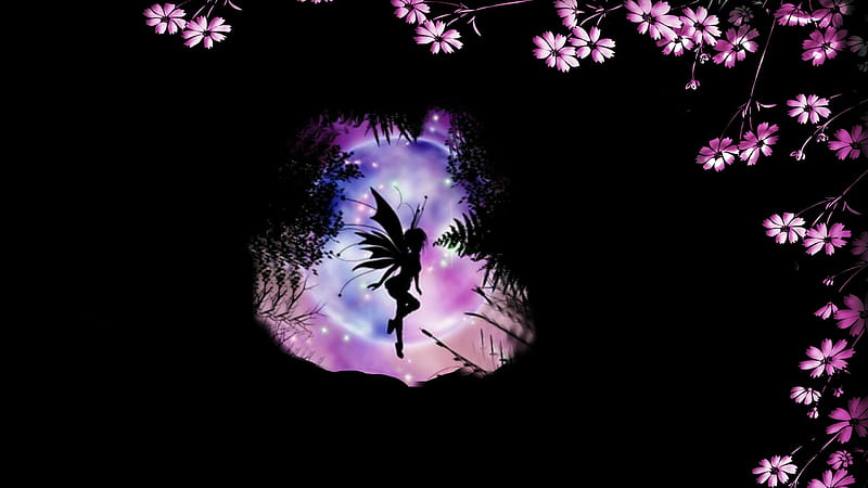 •⊰✿⊱•, magical, silhouette, fairy, fantay, HD wallpaper