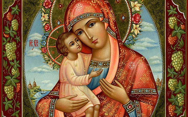 Our Lady with Jesus, Virgin, Child, Mary, icon, Jesus, HD wallpaper | Peakpx