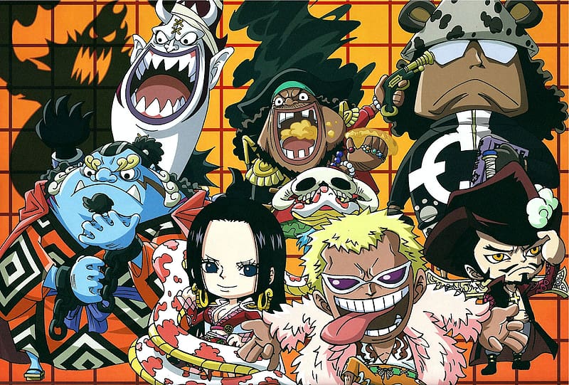 Anime, One Piece, Donquixote Doflamingo, Boa Hancock, Jinbe (One Piece), Bartholomew Kuma, Dracule Mihawk, Marshall D Teach, HD wallpaper