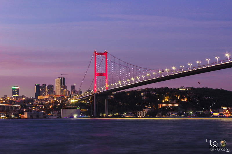 Bogaz Koprusu, bogazkoprusu, bridge, city, istanbul, lihgt, new, night, turkgraph, HD wallpaper