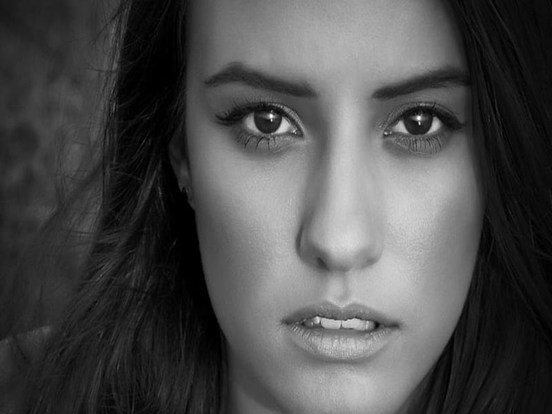 THIS TIME FOR ME, feel, black and white, bonito, face, portrait, eyes, woman, think, HD wallpaper