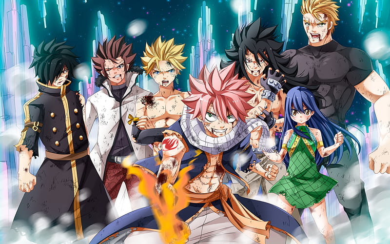 Fairy Tail, Japanese manga, anime characters, Wendy Marvell, Natsu Dragneel, Gray Fullbuster, Erza Scarlet, HD wallpaper