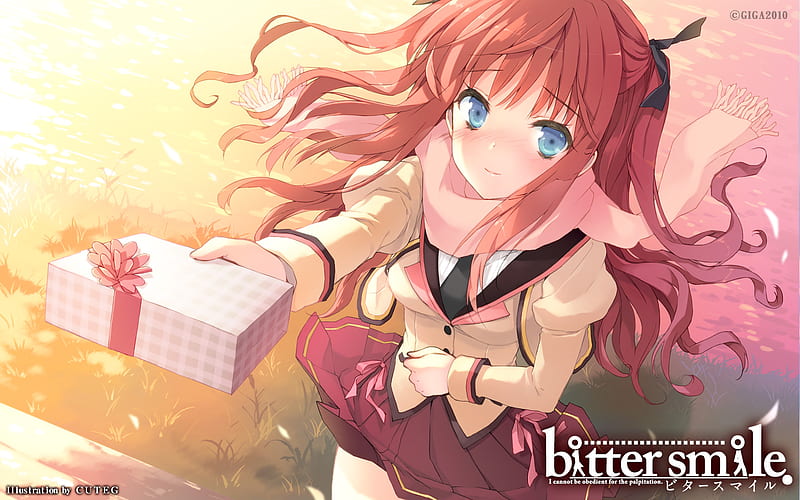 Bitter Smile, smile, gift, girl, anime, HD wallpaper