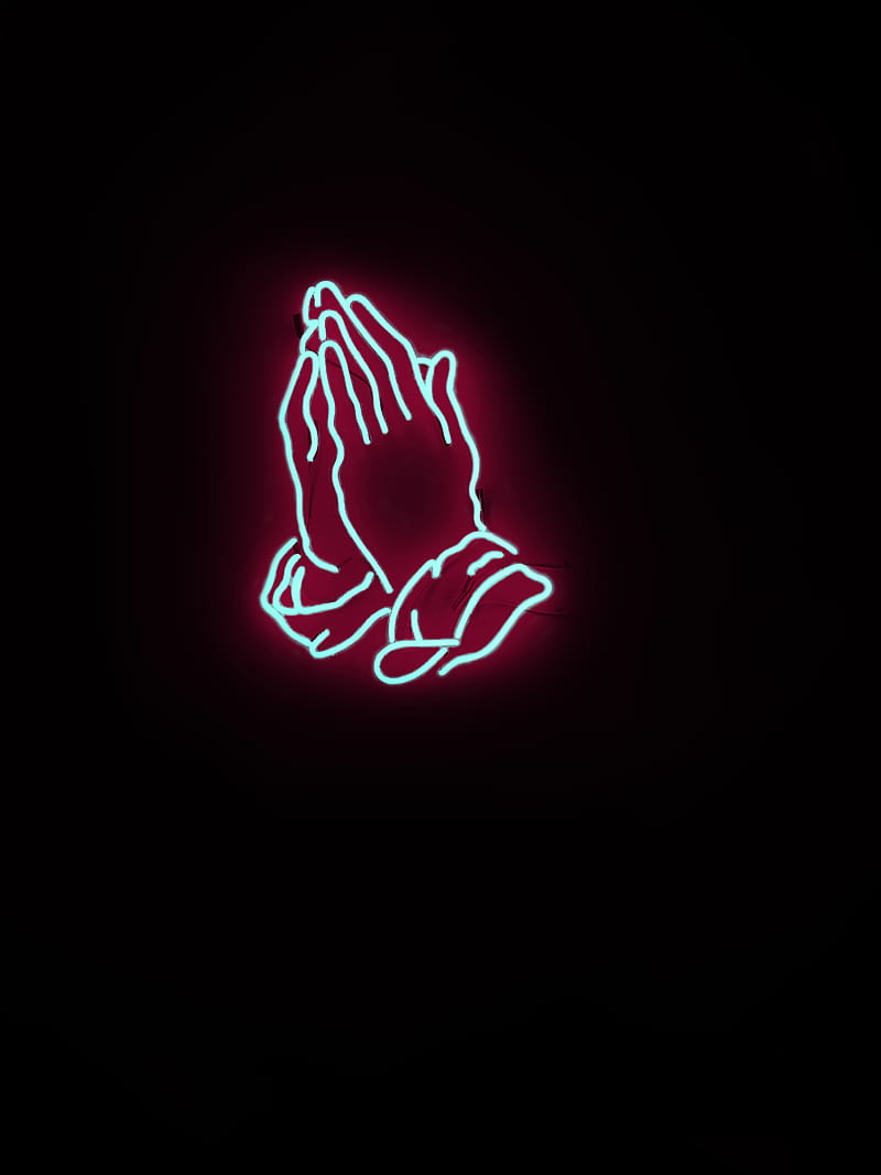 praying hand neon signage, HD phone wallpaper