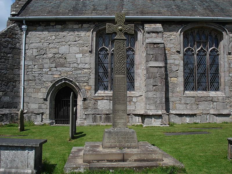 Cross at Cartmel Priory, cartmel, cross, celtic, grave, HD wallpaper