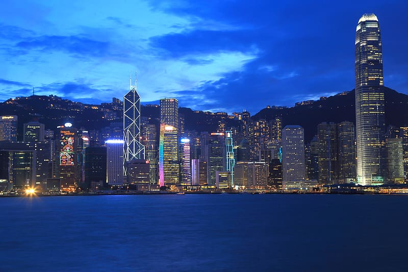 Cities, Twilight, Skyscraper, Megapolis, China, Hong Kong, HD wallpaper