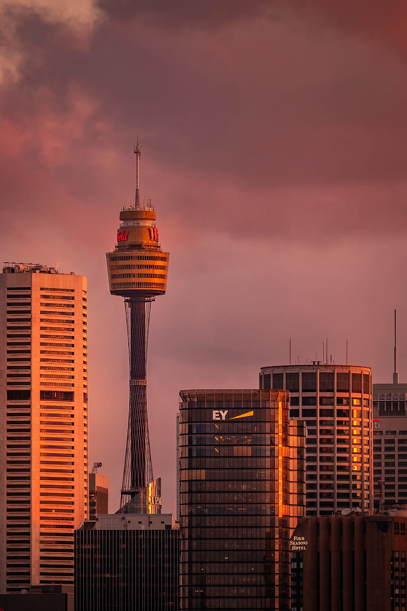 buildings, towers, skyscrapers, city, dusk, HD phone wallpaper