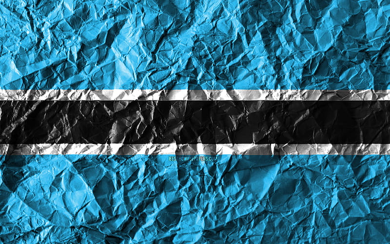 Botswana flag crumpled paper, African countries, creative, Flag of Botswana, national symbols, Africa, Botswana 3D flag, Botswana, HD wallpaper