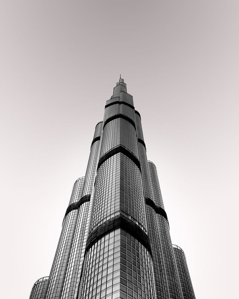 tower, skyscraper, building, architecture, minimalism, gray, HD phone wallpaper