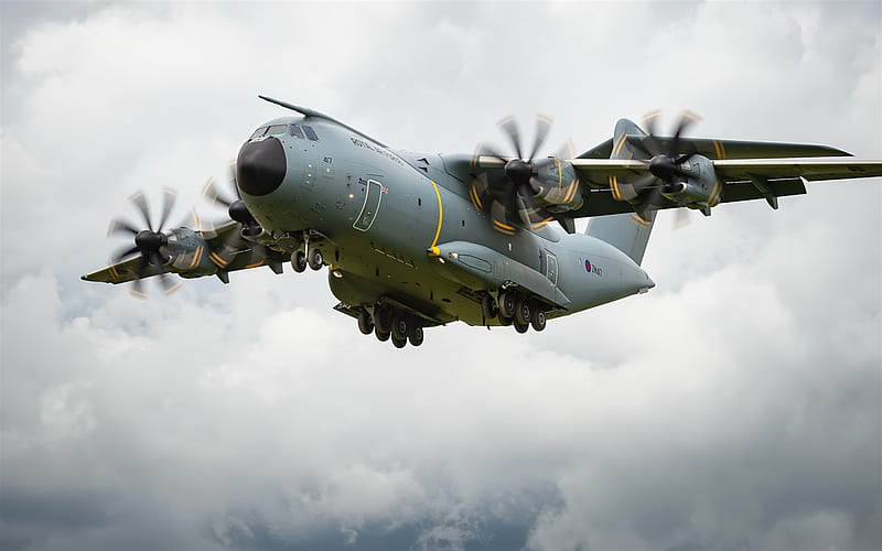 Airbus A400M, military transport aircraft, Royal Air Force, British military aircraft, RAF, Airbus Military, HD wallpaper