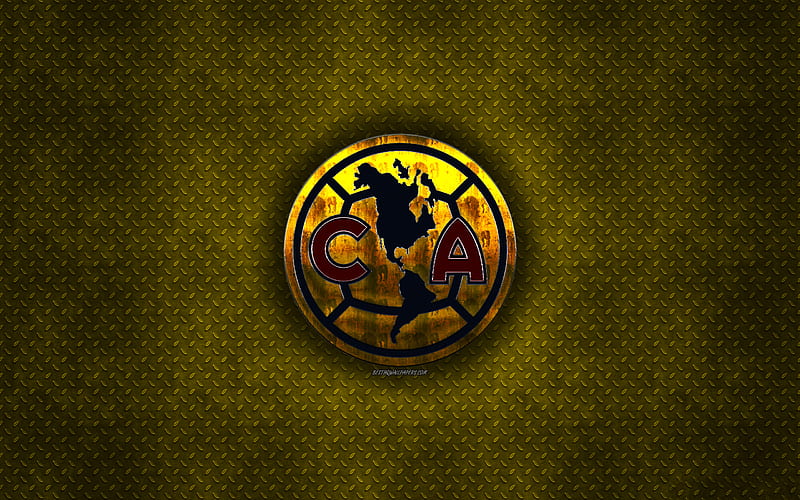 Club America, Mexican football club, yellow metal texture, metal logo, emblem, Mexico City, Mexico, Liga MX, creative art, football, HD wallpaper