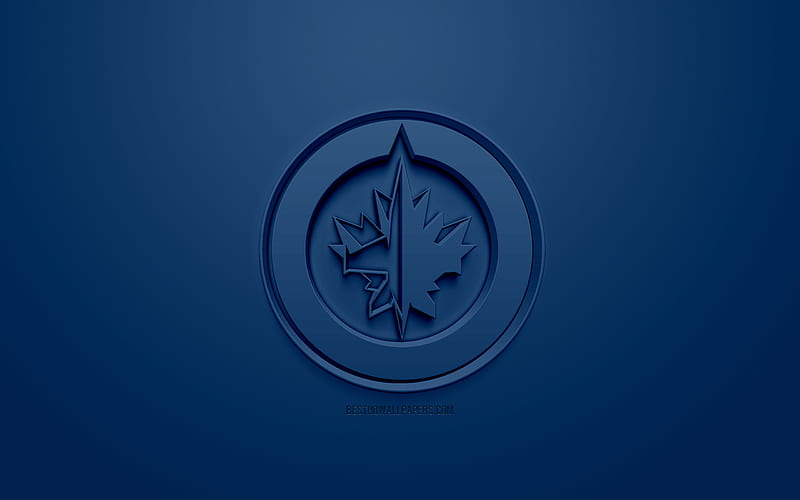 Winnipeg Jets, Canadian hockey club, creative 3D logo, blue background, 3d emblem, NHL, Winnipeg, Manitoba, Canada, USA, National Hockey League, 3d art, hockey, 3d logo, HD wallpaper