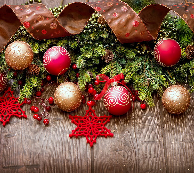 Christmas Decoration, balls, christmas, decoration, merry, wood, HD wallpaper