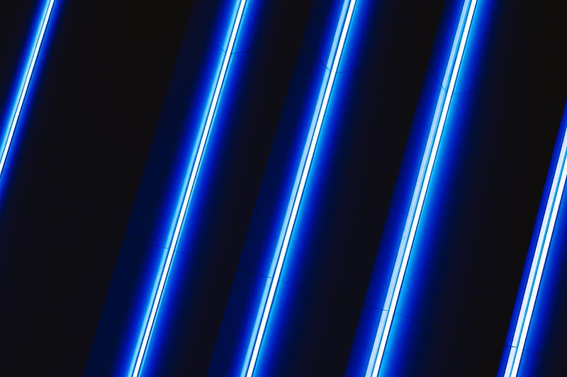neon, lamp, light, stripes, blue, HD wallpaper