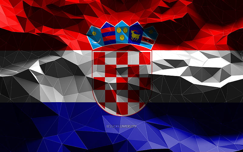 Croatian flag, low poly art, European countries, national symbols, Flag of Croatia, 3D flags, Croatia flag, Croatia, Europe, Croatia 3D flag, HD wallpaper