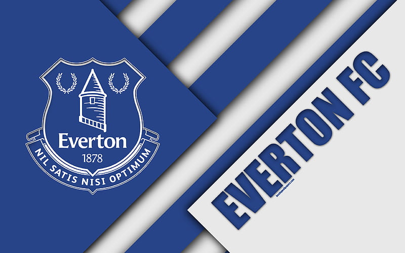 Everton FC, logo material design, blue white abstraction, football, Liverpool, England, UK, Premier League, English football club, HD wallpaper