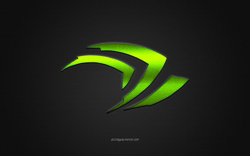 Nvidia logo, green shiny logo, Nvidia metal emblem, for Nvidia devices, gray carbon fiber texture, Nvidia, brands, creative art, HD wallpaper