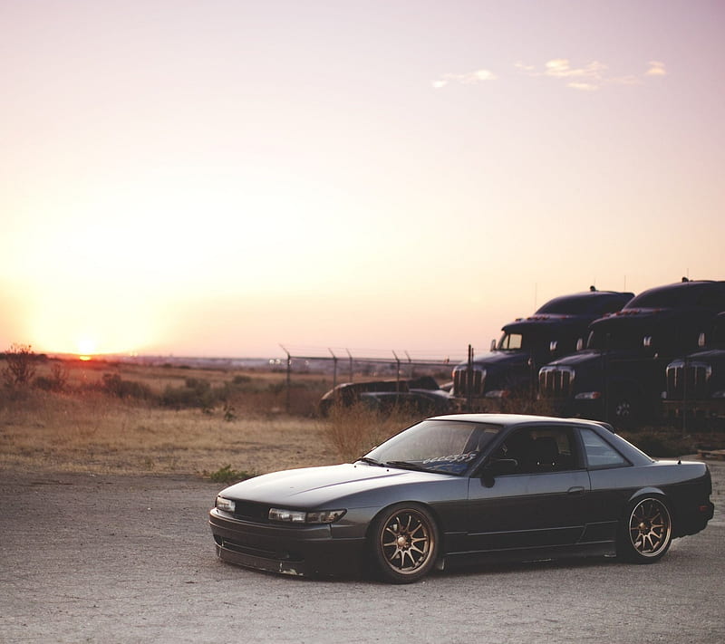 Silvia S13, jdm, nissan, sunset, HD wallpaper