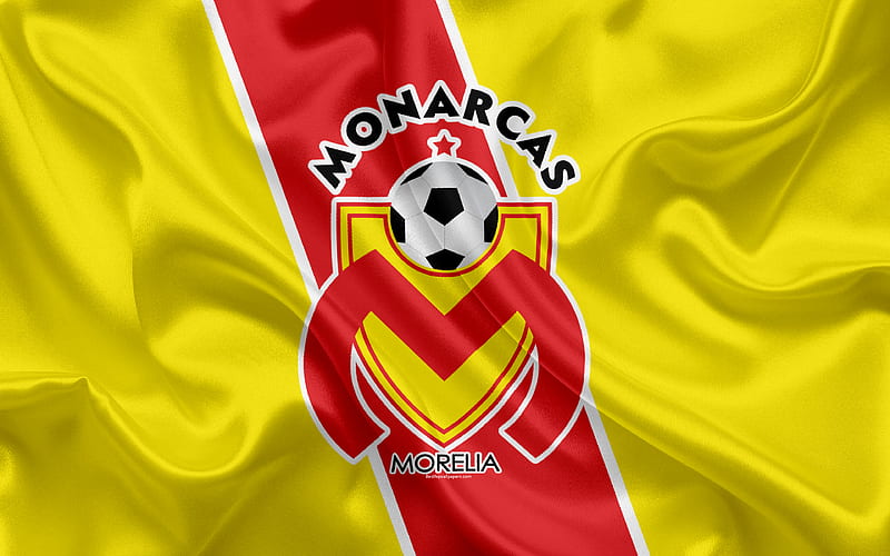 Monarcas FC Mexican Football Club, emblem, Monarcas logo, sign, football, Primera Division, Mexico Soccer Championship, Morelia, Mexico, silk flag, HD wallpaper