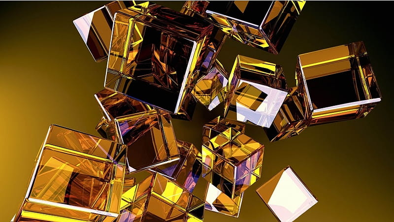 3D Glass Cubes, HD wallpaper