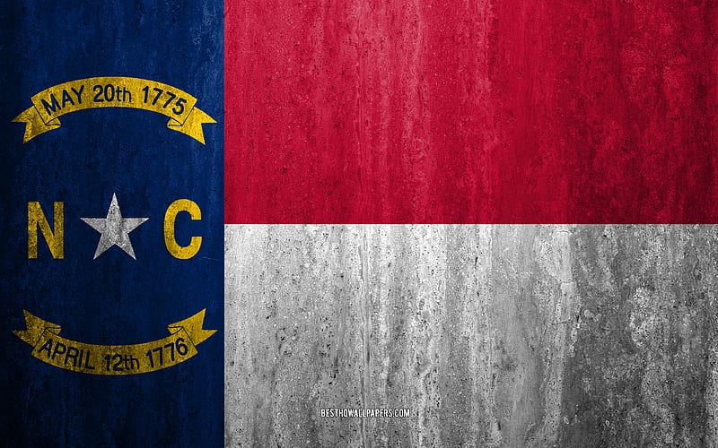 Flag of North Carolina stone background, American state, grunge flag, North Carolina flag, USA, grunge art, North Carolina, flags of US states, HD wallpaper