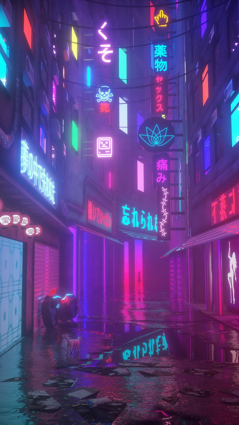 cyber city, aesthetic, cyberpunk, future, futuristic, pink, HD phone wallpaper