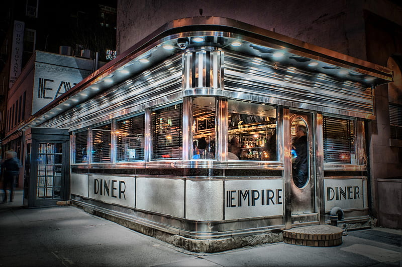 Empire Diner..New York, architecture, retro, new york, american, diner, vintage, HD wallpaper