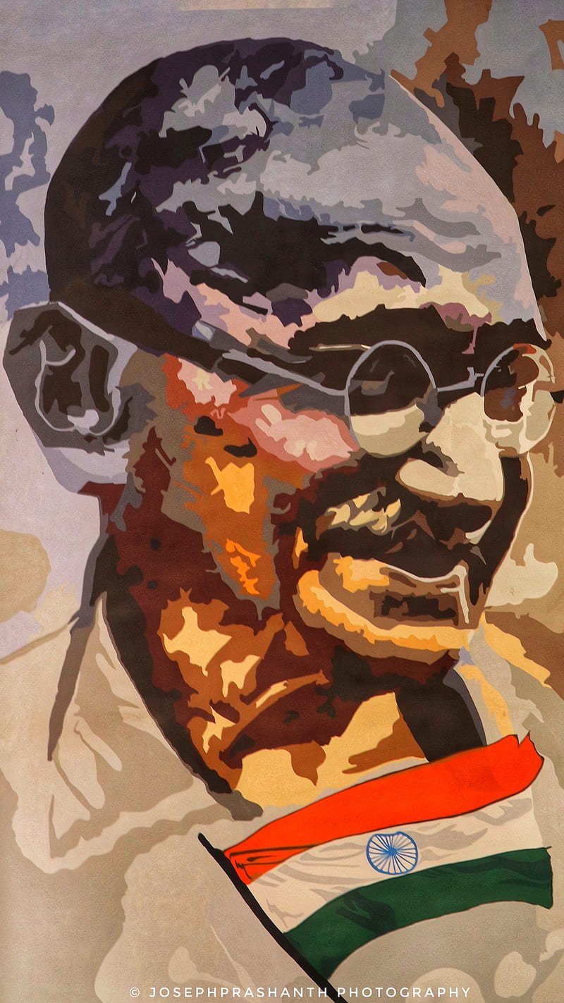 Mahatma Gandhi, painting, ranger, theme, HD phone wallpaper | Peakpx