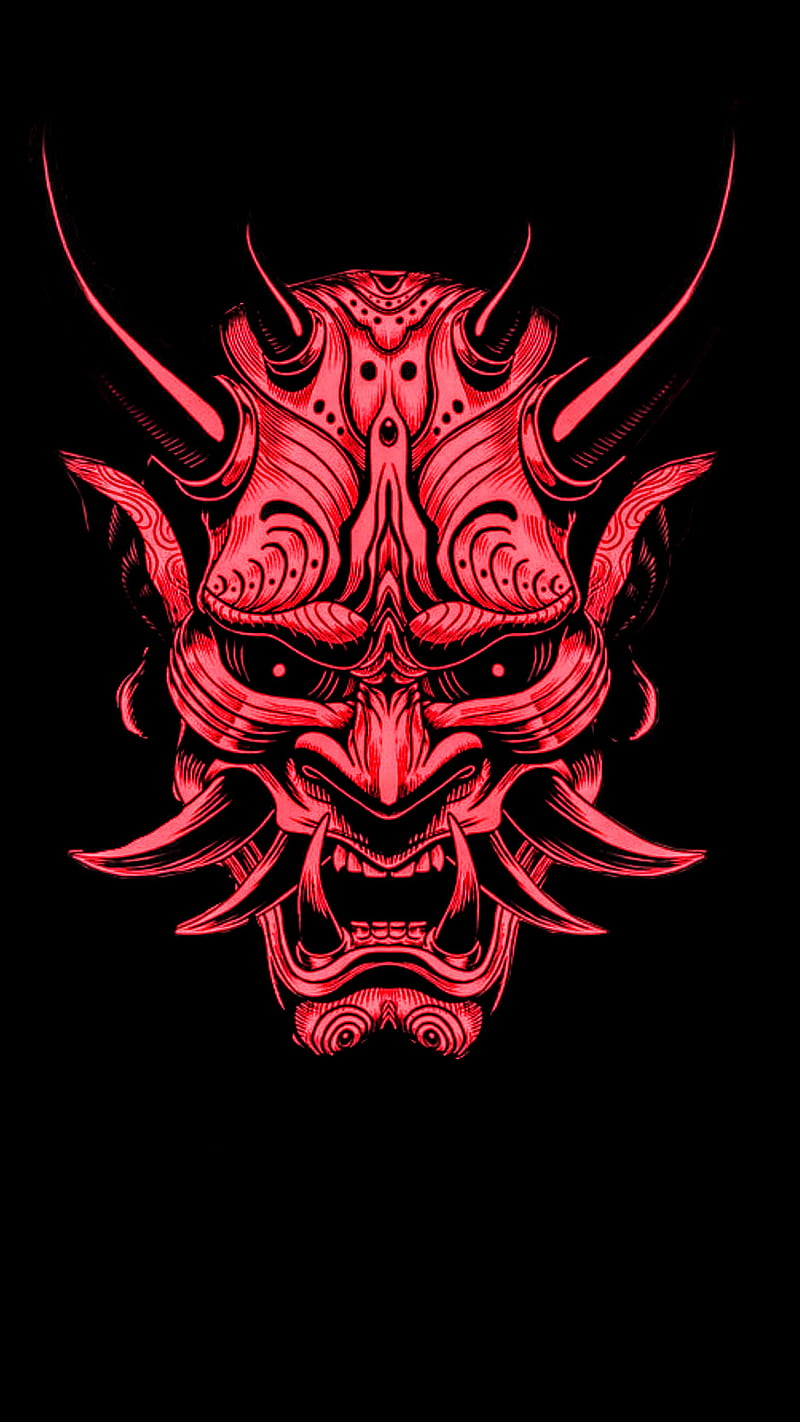 The Oni, japanese, red, scary, skull, tattoo, warrior, HD phone wallpaper