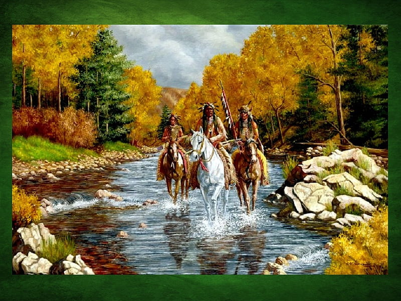 The outriders, painting, outriders, apaches, indians, HD wallpaper