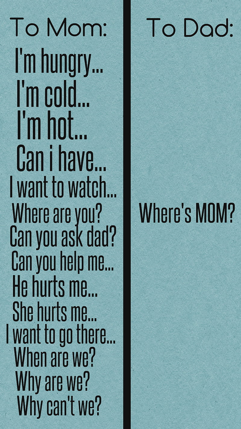 Where Is Mom, dad, funny, quote, saying, zmothers, HD phone wallpaper