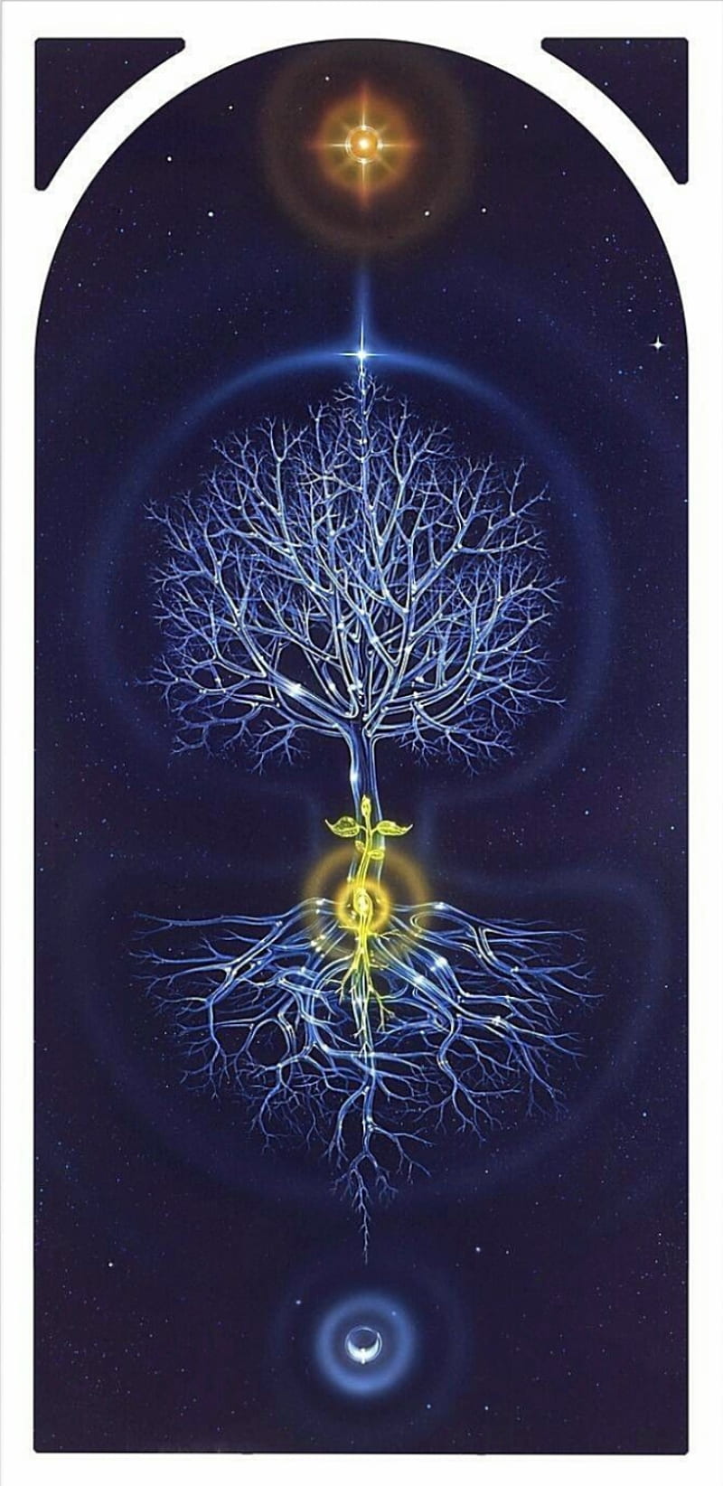 Celestial tree life, celestial, lunar, moon, pagan, roots, sky, solar, space, sun, tree, HD phone wallpaper