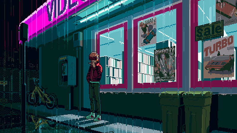 Video Game, 198X, Pixel Art, rain, Retro, HD wallpaper