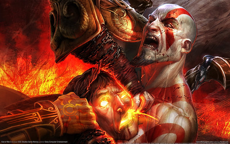 Kratos vs Helios, revenge, guerra, playstation, ares, kratos, helios, 3, god, HD wallpaper