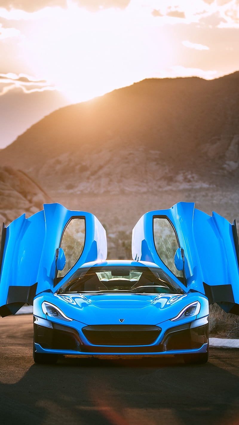 Rimac C Two, 2019, blue, car, carros, concept, turbo, HD phone wallpaper