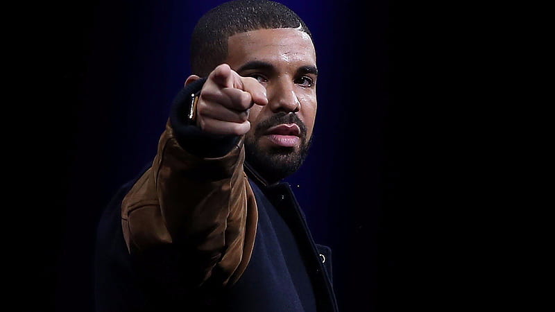Drake Is Pointing Wearing Brown Blue Jacket In Black Blue Background Drake, HD wallpaper