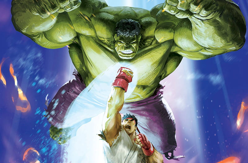 Hulk Vs Ryu MVCI Artwork, hulk, artist, artwork, digital-art, HD wallpaper